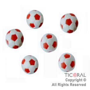 PELOTA FUTBOL BLANCO Y ROJO 3 CM (COTILLON) x 6 UNIDADES